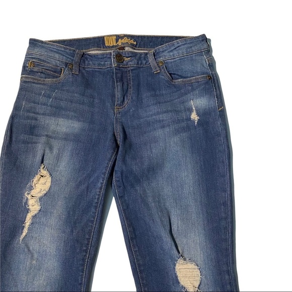 Kut from the Kloth Medium Wash Denim Low-Rise Skinny Distressed Jeans Women 6x28 - Picture 3 of 14